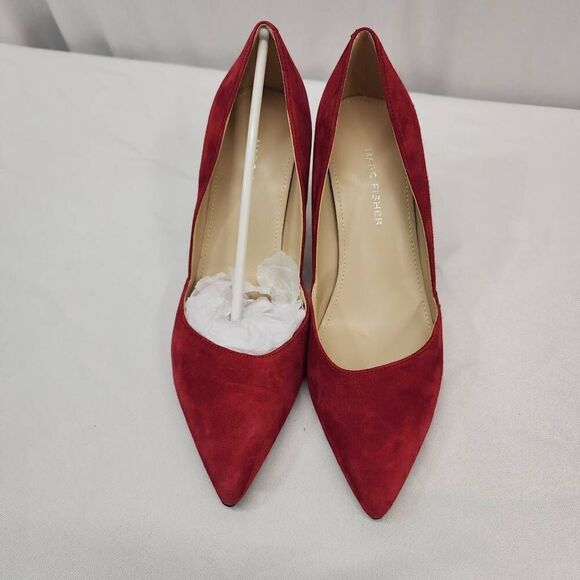 Marc Fisher Size 8.5 Women's Tuscany Suede Red Multi Ankle-High Pump - Picture 6 of 9